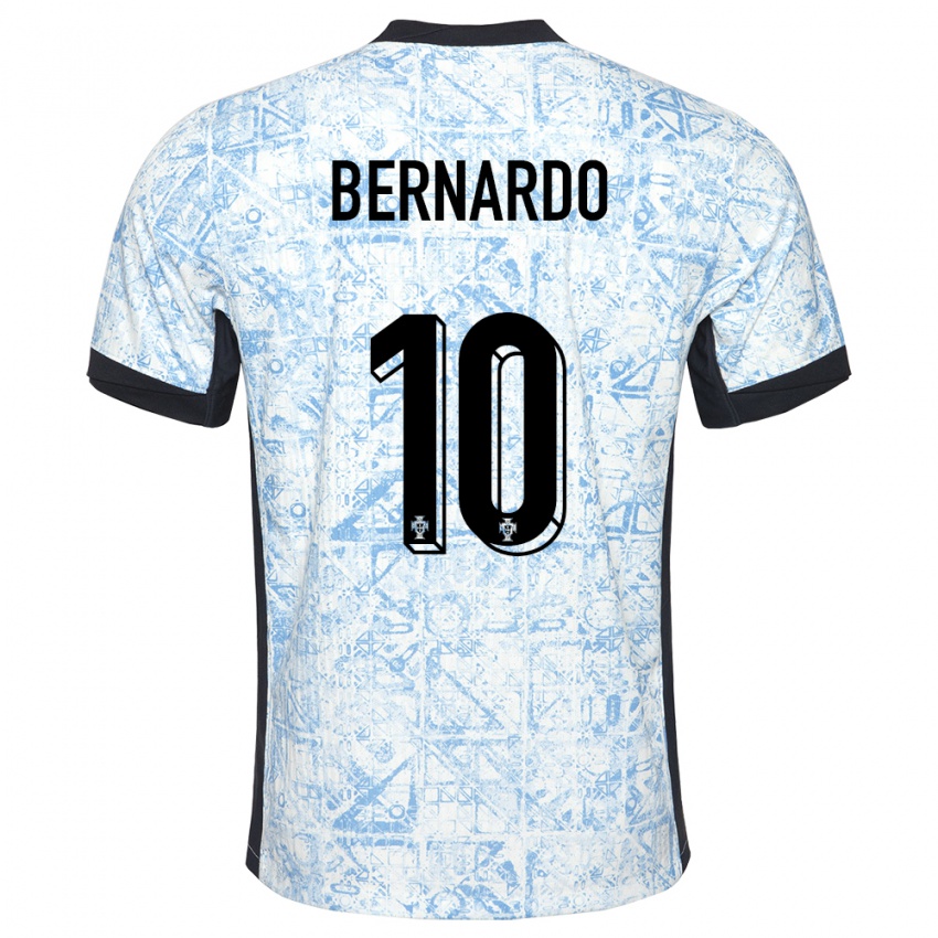 Kinder Portugal Bernardo Silva #10 Cremeblau Auswärtstrikot Trikot 24-26 T-Shirt