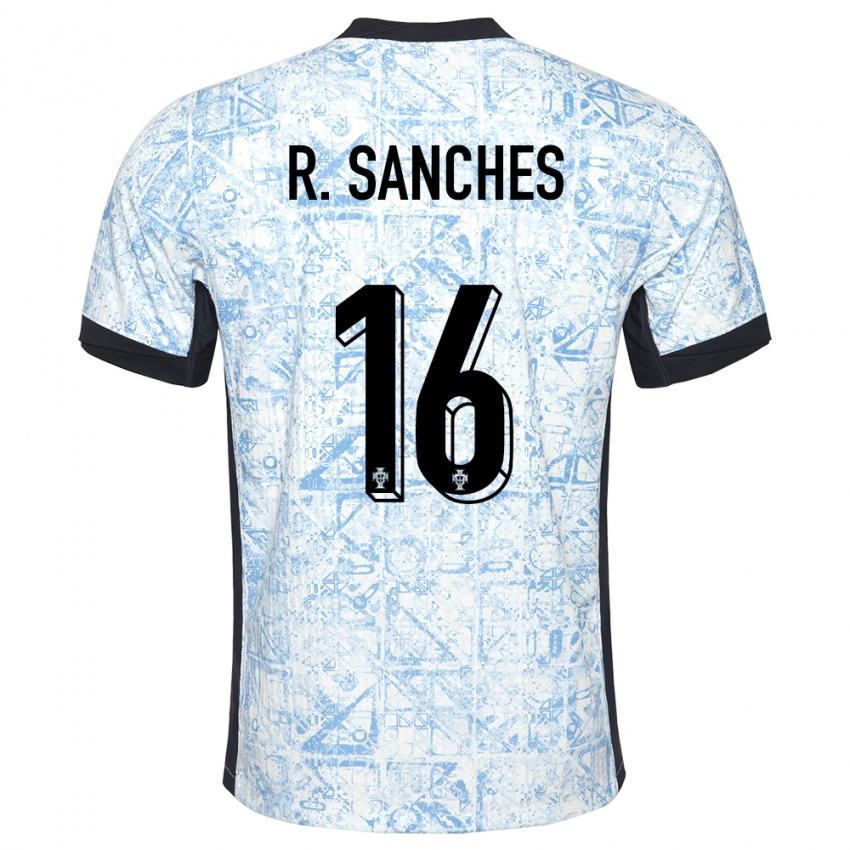 Kinder Portugal Renato Sanches #16 Cremeblau Auswärtstrikot Trikot 24-26 T-Shirt