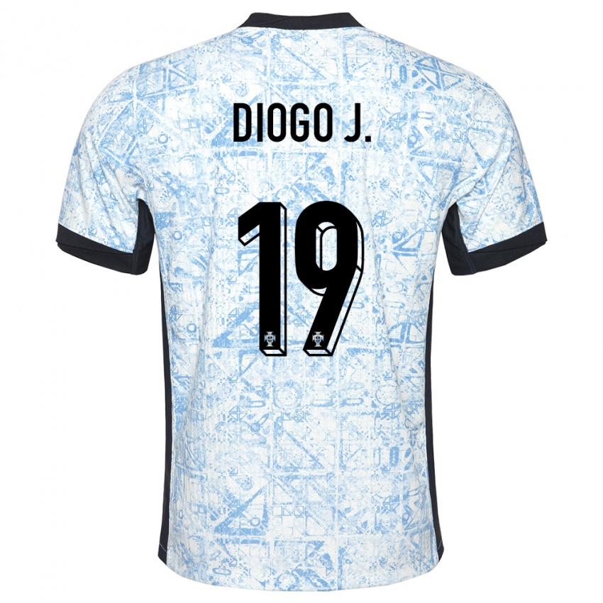 Kinder Portugal Diogo Jota #19 Cremeblau Auswärtstrikot Trikot 24-26 T-Shirt