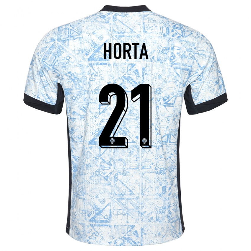 Kinder Portugal Ricardo Horta #21 Cremeblau Auswärtstrikot Trikot 24-26 T-Shirt