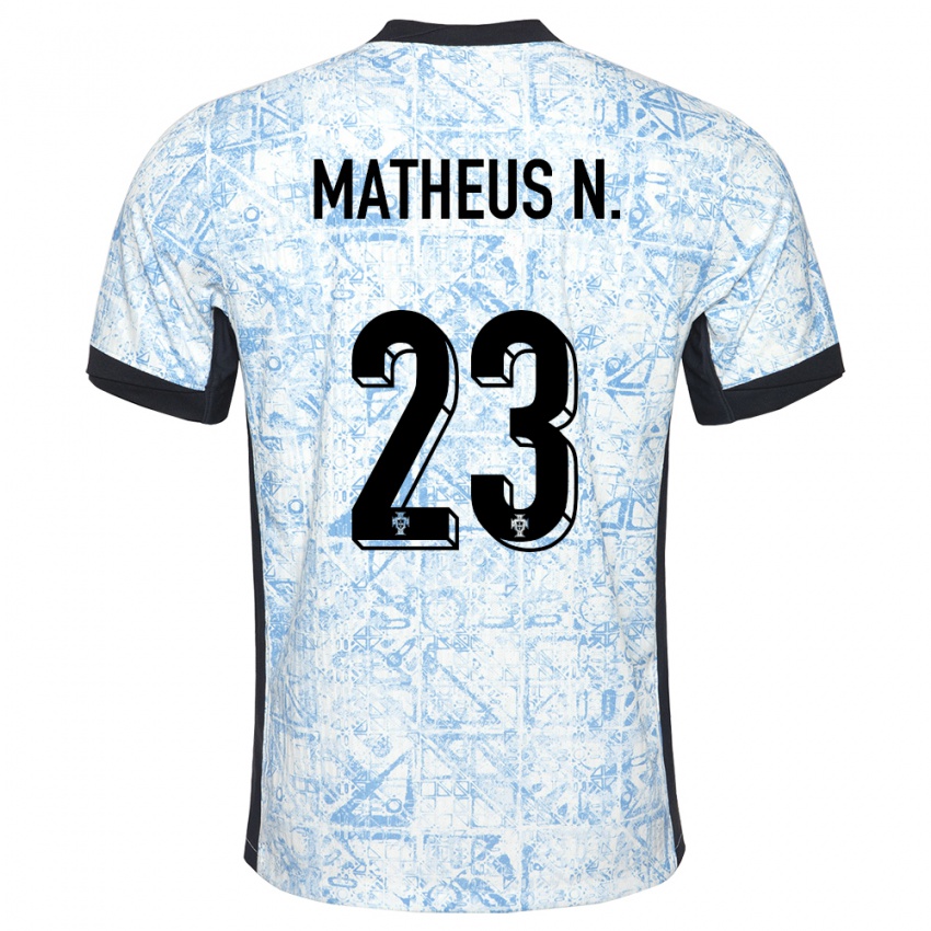 Kinder Portugal Matheus Nunes #23 Cremeblau Auswärtstrikot Trikot 24-26 T-Shirt