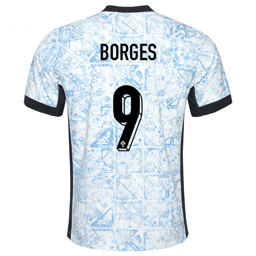 Kinder Portugal Ana Borges #9 Cremeblau Auswärtstrikot Trikot 24-26 T-Shirt