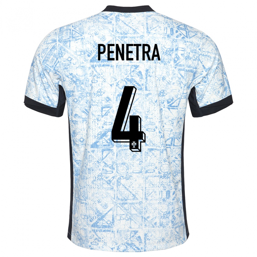 Kinder Portugal Alexandre Penetra #4 Cremeblau Auswärtstrikot Trikot 24-26 T-Shirt