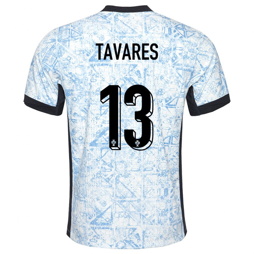 Kinder Portugal Nuno Tavares #13 Cremeblau Auswärtstrikot Trikot 24-26 T-Shirt