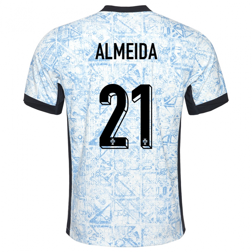 Kinder Portugal Andre Almeida #21 Cremeblau Auswärtstrikot Trikot 24-26 T-Shirt