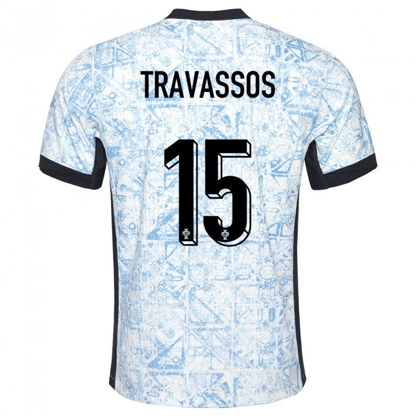 Kinder Portugal Diogo Travassos #15 Cremeblau Auswärtstrikot Trikot 24-26 T-Shirt
