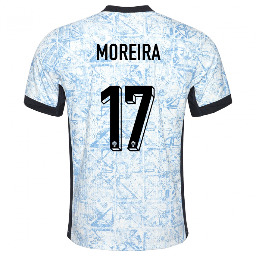 Kinder Portugal Afonso Moreira #17 Cremeblau Auswärtstrikot Trikot 24-26 T-Shirt