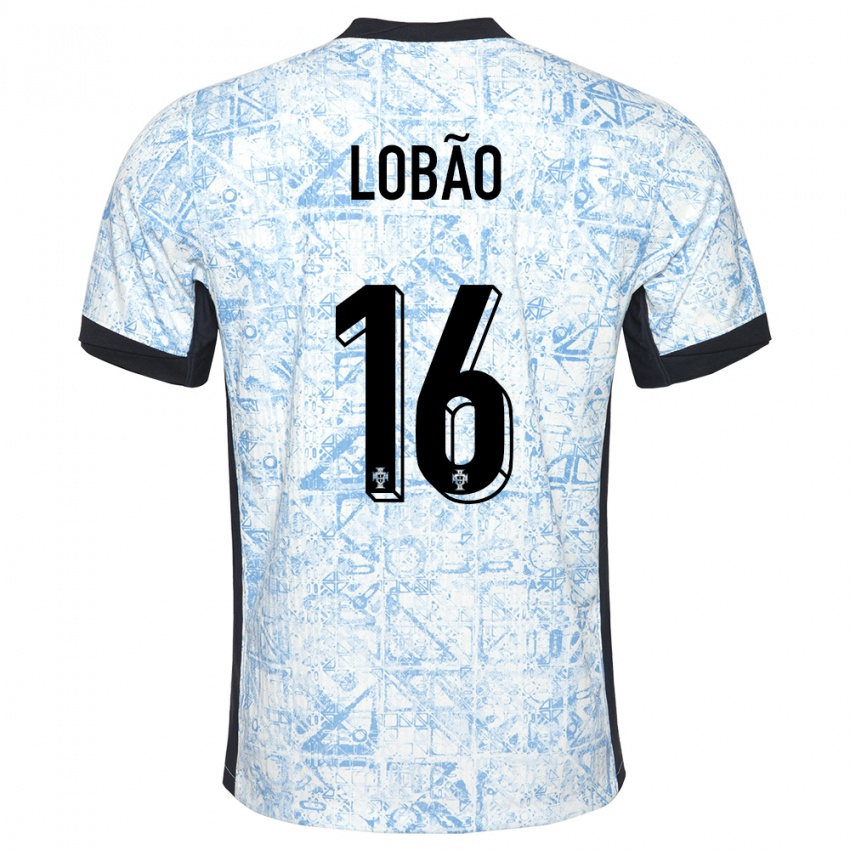 Kinder Portugal Diogo Lobao #16 Cremeblau Auswärtstrikot Trikot 24-26 T-Shirt