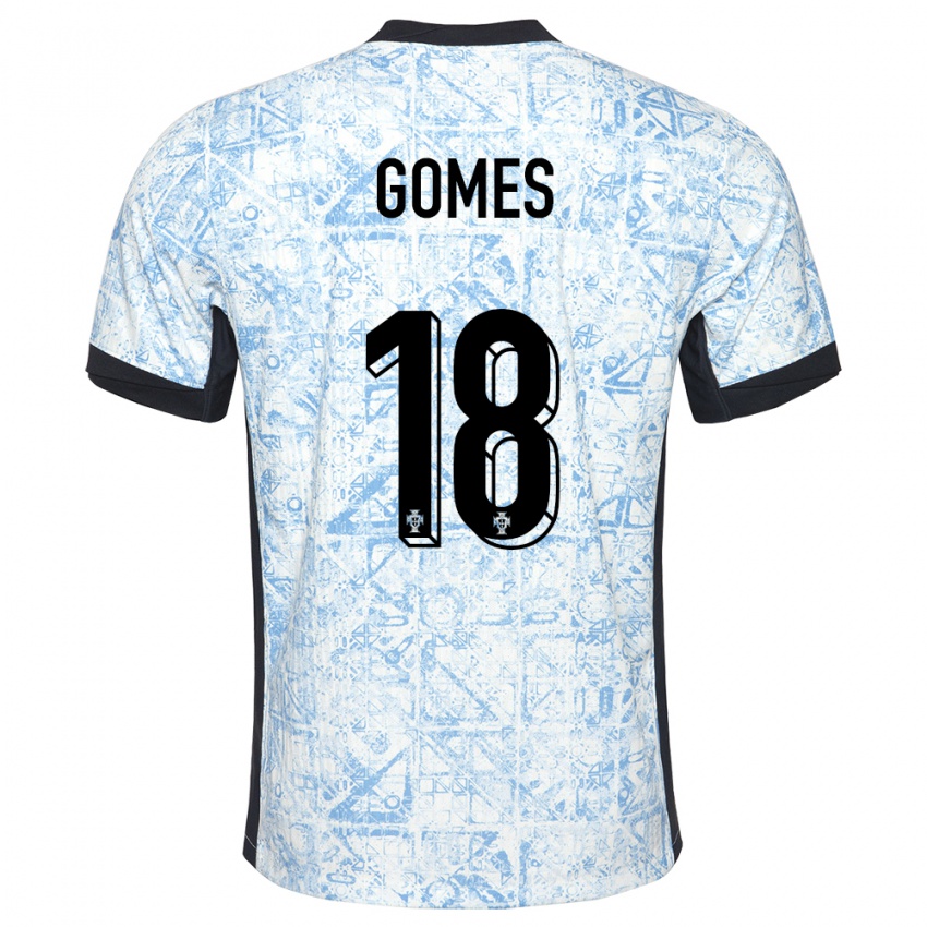 Kinder Portugal Andre Gomes #18 Cremeblau Auswärtstrikot Trikot 24-26 T-Shirt