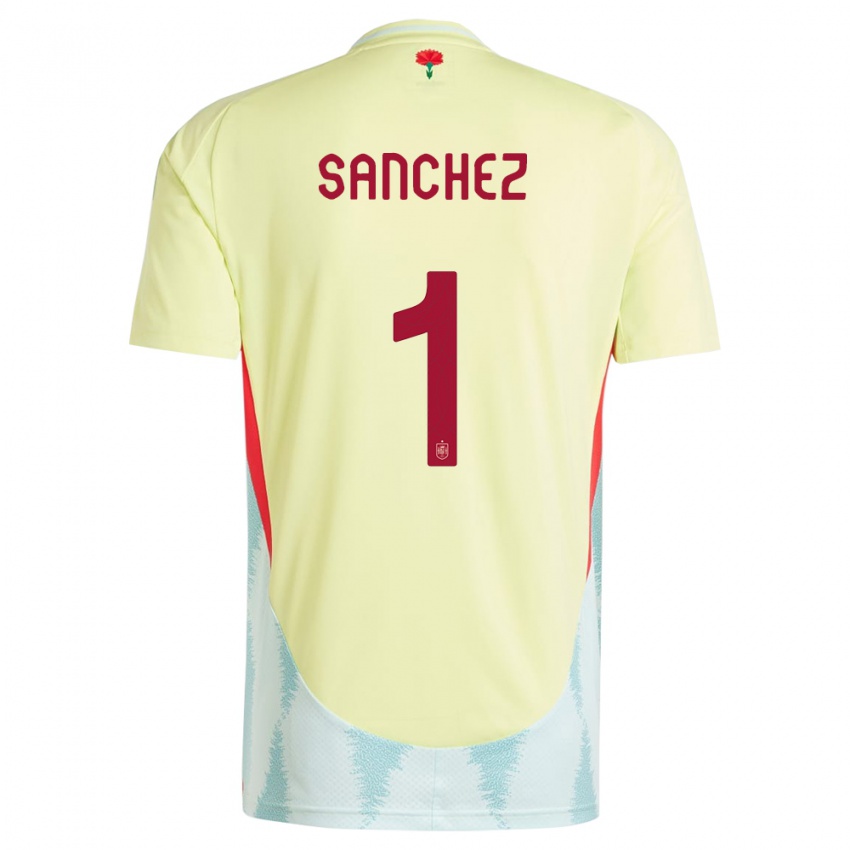 Kinder Spanien Robert Sanchez #1 Gelb Auswärtstrikot Trikot 24-26 T-Shirt