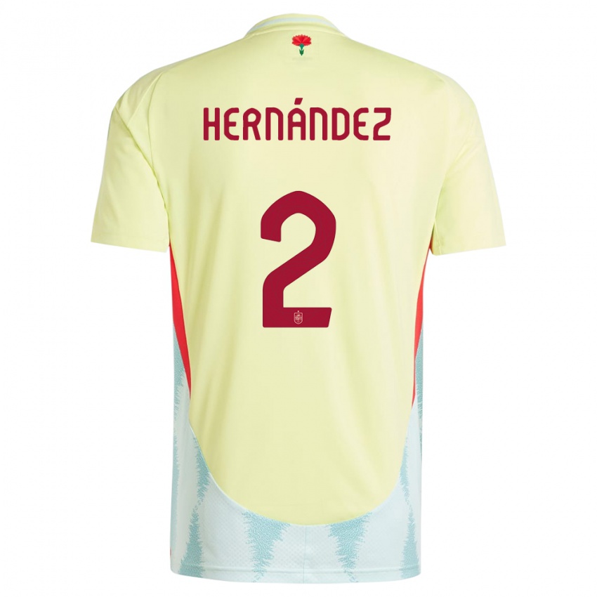 Kinder Spanien Oihane Hernandez #2 Gelb Auswärtstrikot Trikot 24-26 T-Shirt