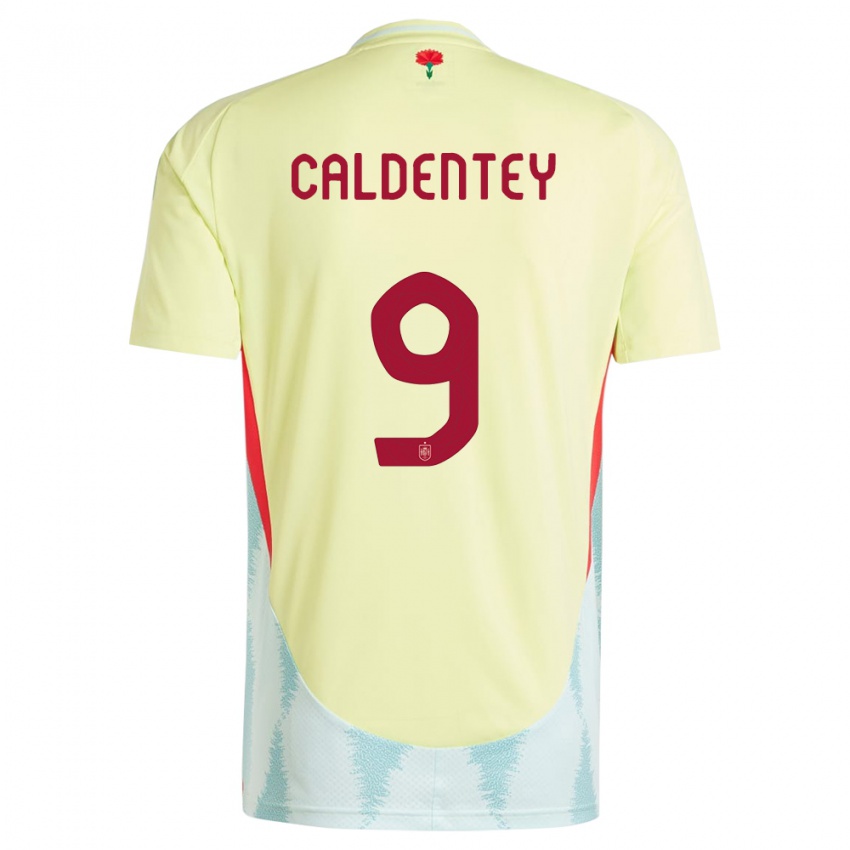 Kinder Spanien Mariona Caldentey #9 Gelb Auswärtstrikot Trikot 24-26 T-Shirt