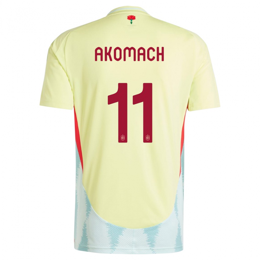 Kinder Spanien Ilias Akomach #11 Gelb Auswärtstrikot Trikot 24-26 T-Shirt
