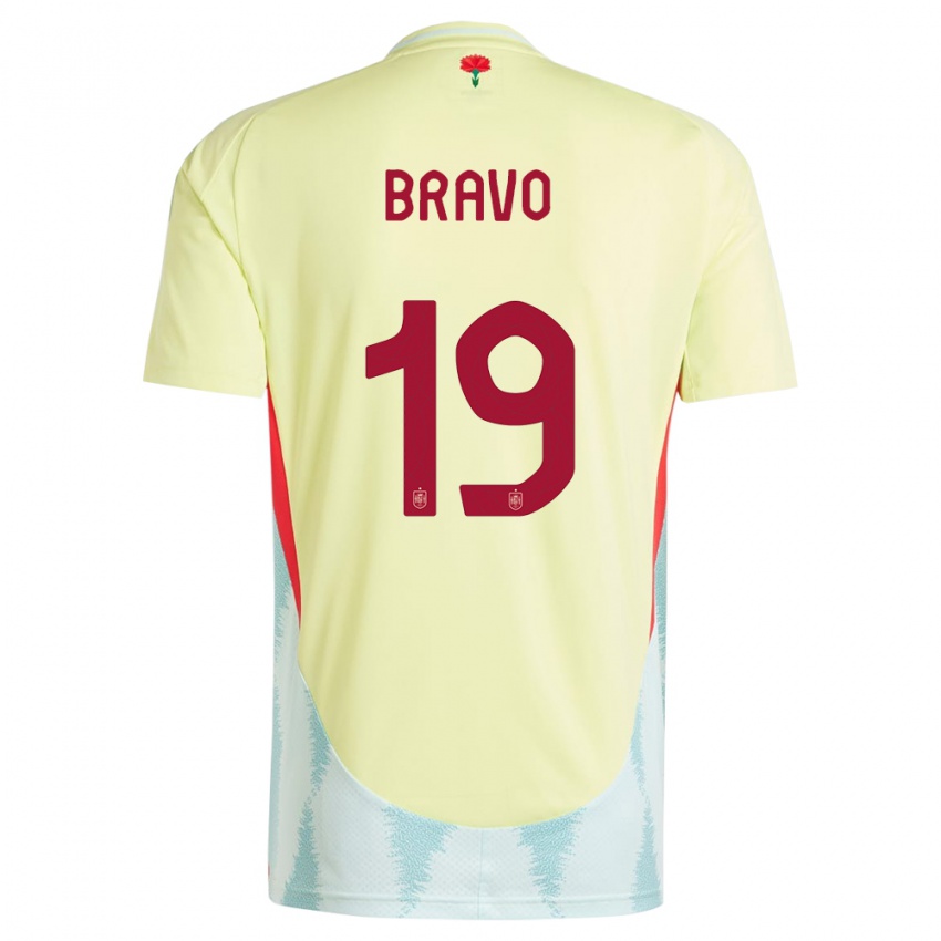 Kinder Spanien Iker Bravo #19 Gelb Auswärtstrikot Trikot 24-26 T-Shirt
