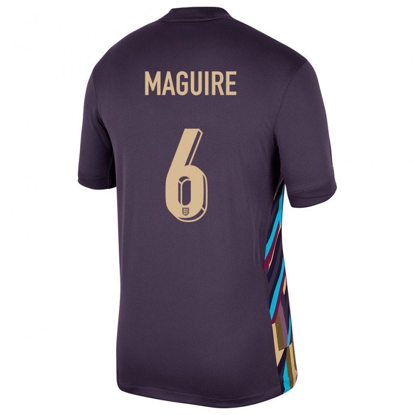 Kinder England Harry Maguire #6 Dunkle Rosine Auswärtstrikot Trikot 24-26 T-Shirt