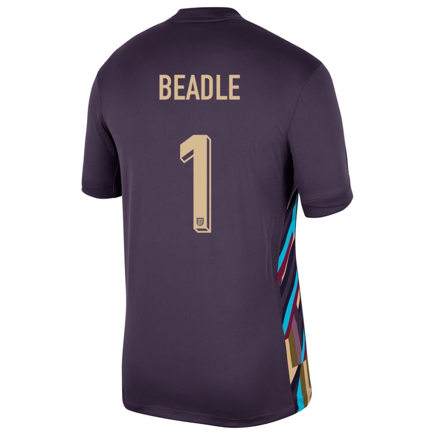 Kinder England James Beadle #1 Dunkle Rosine Auswärtstrikot Trikot 24-26 T-Shirt