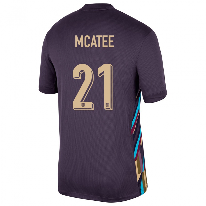Kinder England James Mcatee #21 Dunkle Rosine Auswärtstrikot Trikot 24-26 T-Shirt