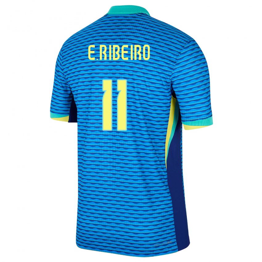 Kinder Brasilien Everton Ribeiro #11 Blau Auswärtstrikot Trikot 24-26 T-Shirt