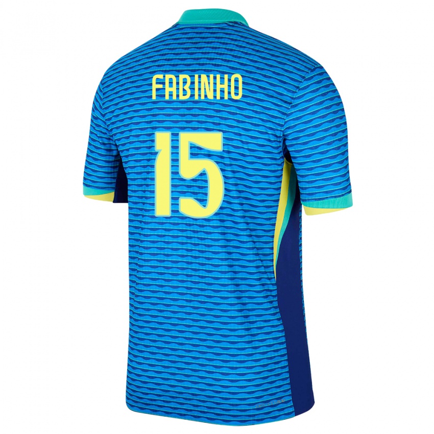 Kinder Brasilien Fabinho #15 Blau Auswärtstrikot Trikot 24-26 T-Shirt