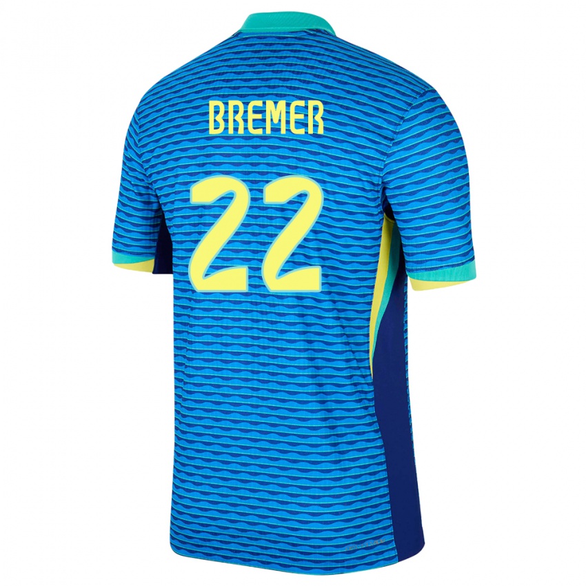 Kinder Brasilien Bremer #22 Blau Auswärtstrikot Trikot 24-26 T-Shirt