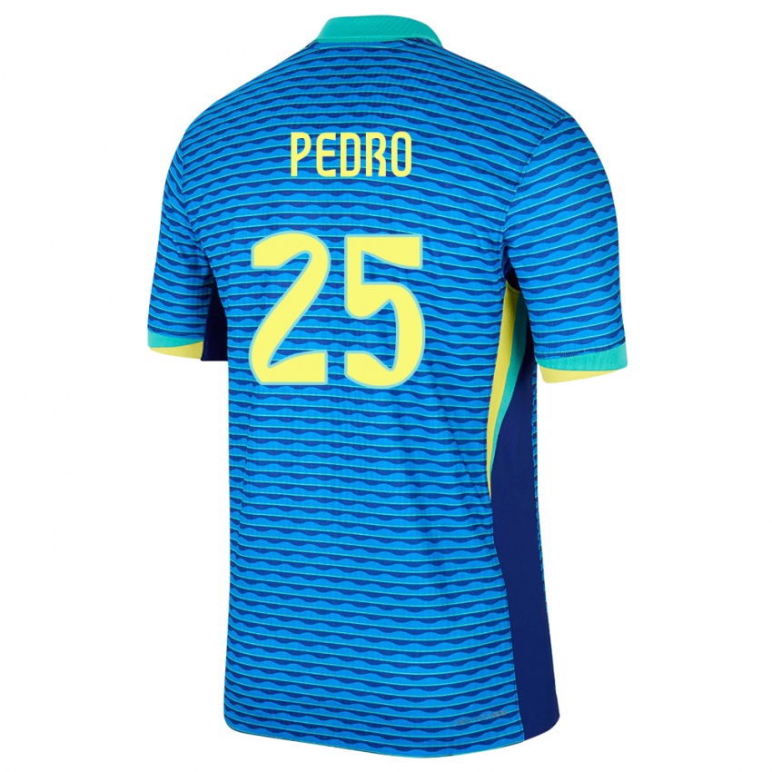 Kinder Brasilien Pedro #25 Blau Auswärtstrikot Trikot 24-26 T-Shirt