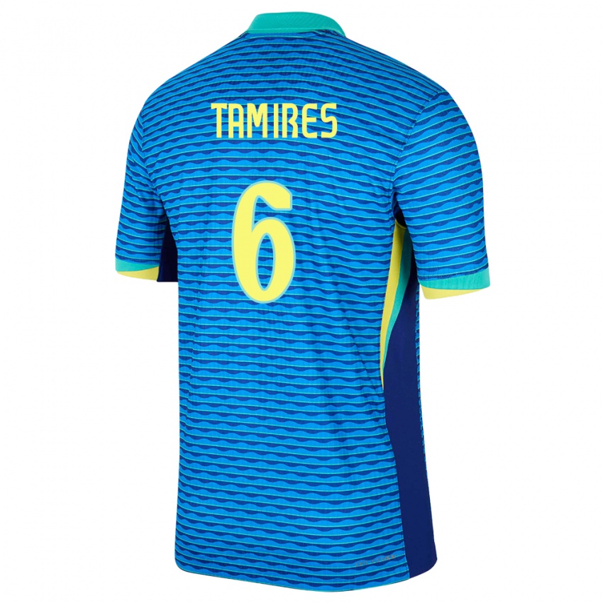 Kinder Brasilien Tamires #6 Blau Auswärtstrikot Trikot 24-26 T-Shirt