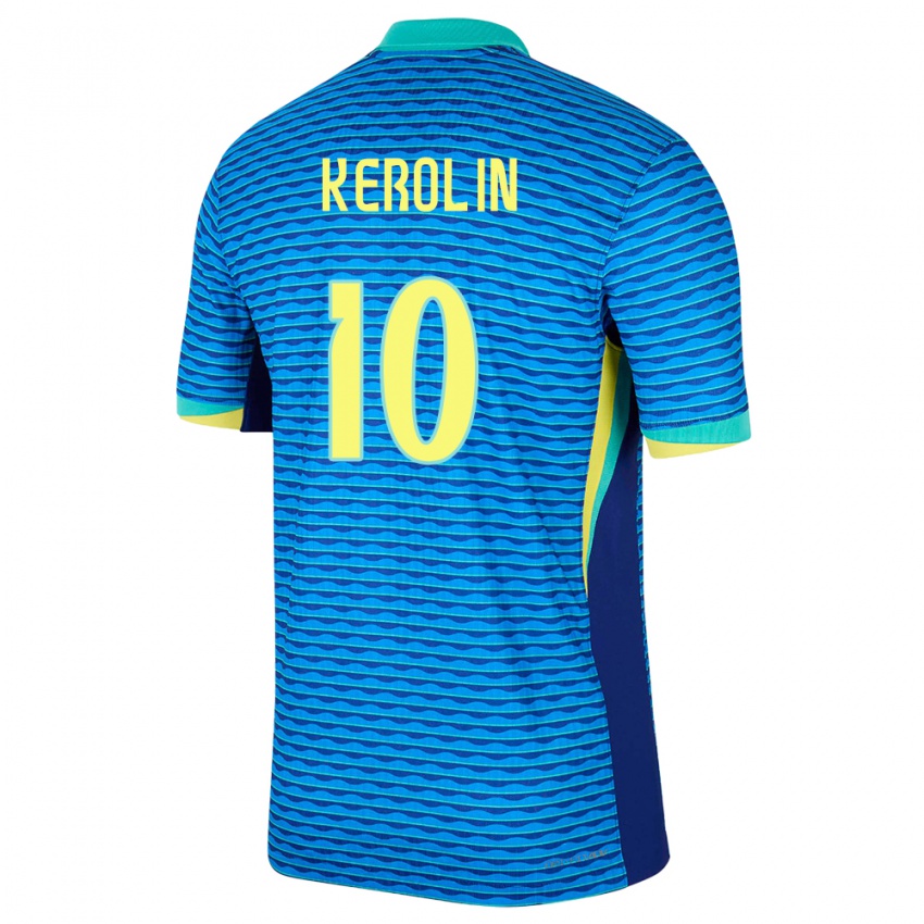 Kinder Brasilien Kerolin Nicoli #10 Blau Auswärtstrikot Trikot 24-26 T-Shirt