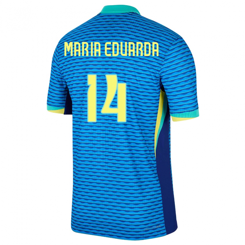 Kinder Brasilien Maria Eduarda #14 Blau Auswärtstrikot Trikot 24-26 T-Shirt