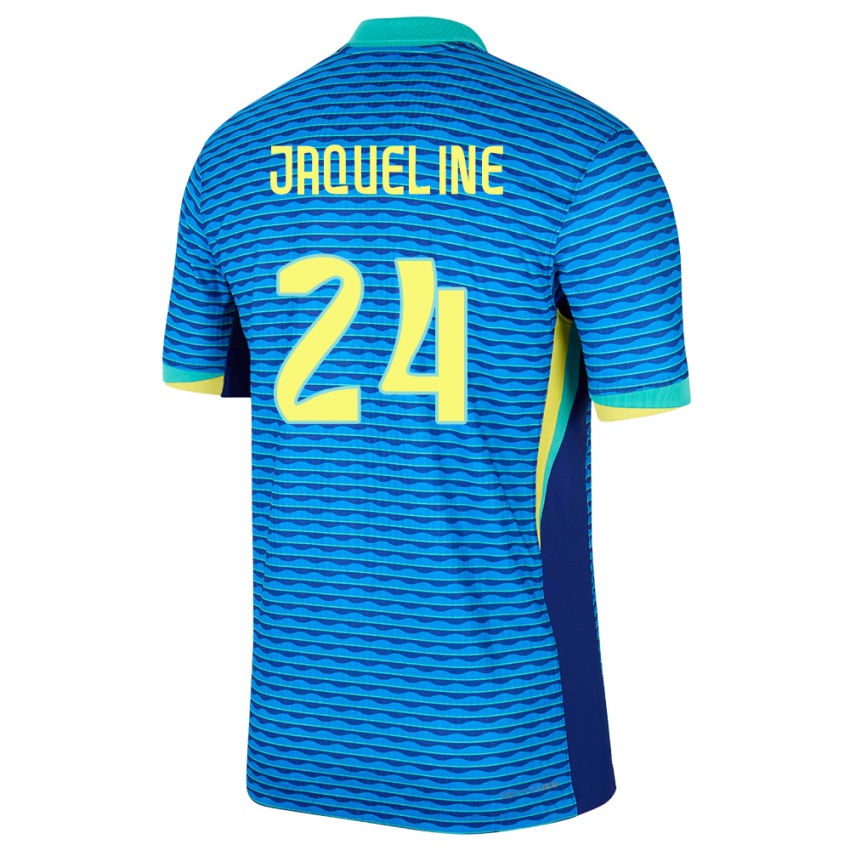 Kinder Brasilien Jaqueline #24 Blau Auswärtstrikot Trikot 24-26 T-Shirt