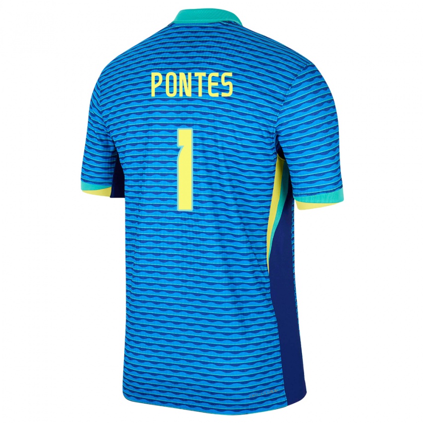 Kinder Brasilien Mycael Pontes #1 Blau Auswärtstrikot Trikot 24-26 T-Shirt