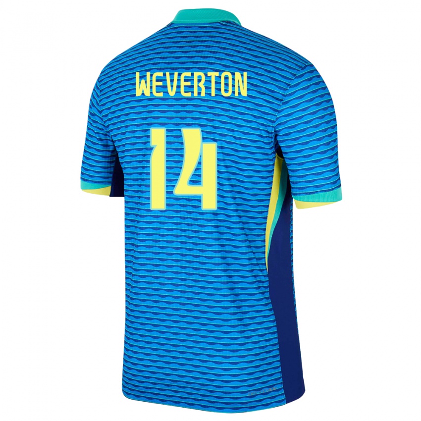 Kinder Brasilien Weverton #14 Blau Auswärtstrikot Trikot 24-26 T-Shirt