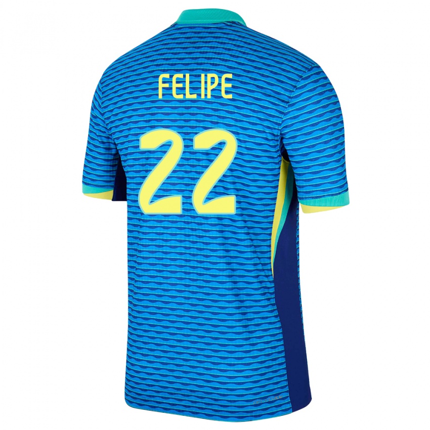 Kinder Brasilien Cayo Felipe #22 Blau Auswärtstrikot Trikot 24-26 T-Shirt