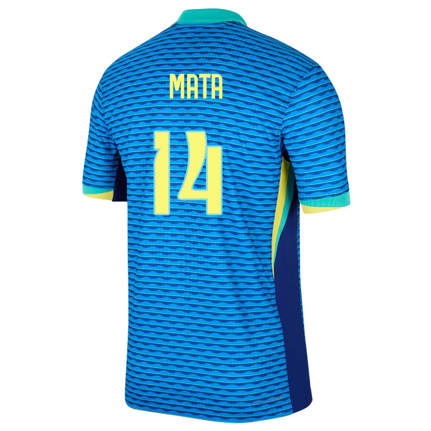 Kinder Brasilien Da Mata #14 Blau Auswärtstrikot Trikot 24-26 T-Shirt