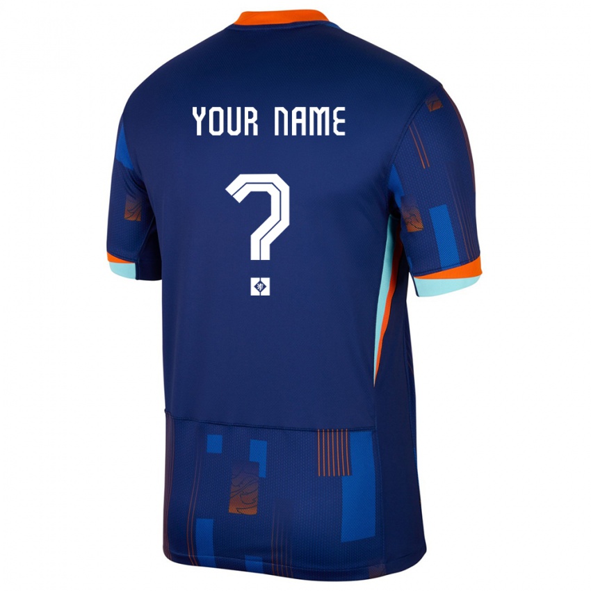 Kinder Niederlande Ihren Namen #0 Blau Auswärtstrikot Trikot 24-26 T-Shirt