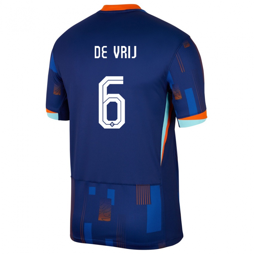 Kinder Niederlande Stefan De Vrij #6 Blau Auswärtstrikot Trikot 24-26 T-Shirt