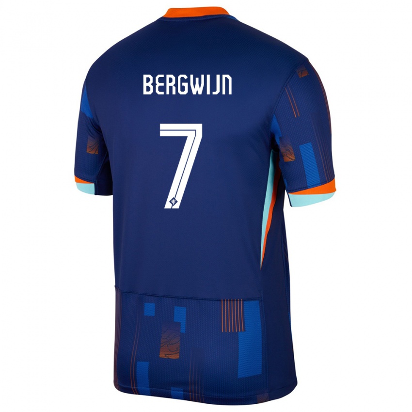 Kinder Niederlande Steven Bergwijn #7 Blau Auswärtstrikot Trikot 24-26 T-Shirt