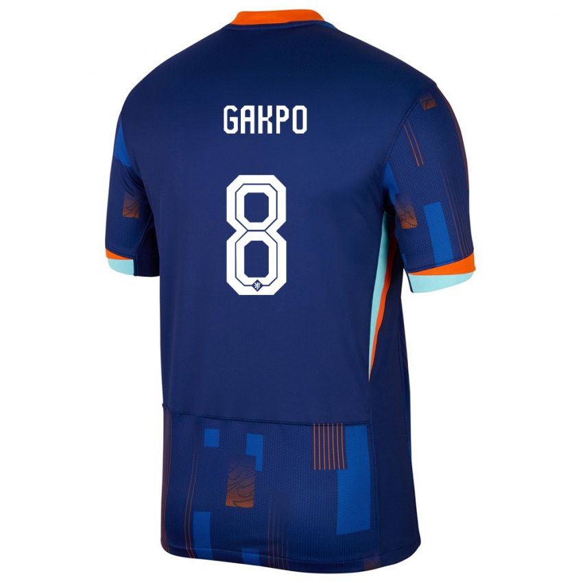 Kinder Niederlande Cody Gakpo #8 Blau Auswärtstrikot Trikot 24-26 T-Shirt