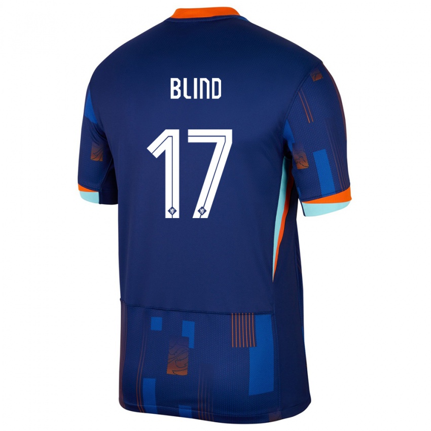 Kinder Niederlande Daley Blind #17 Blau Auswärtstrikot Trikot 24-26 T-Shirt
