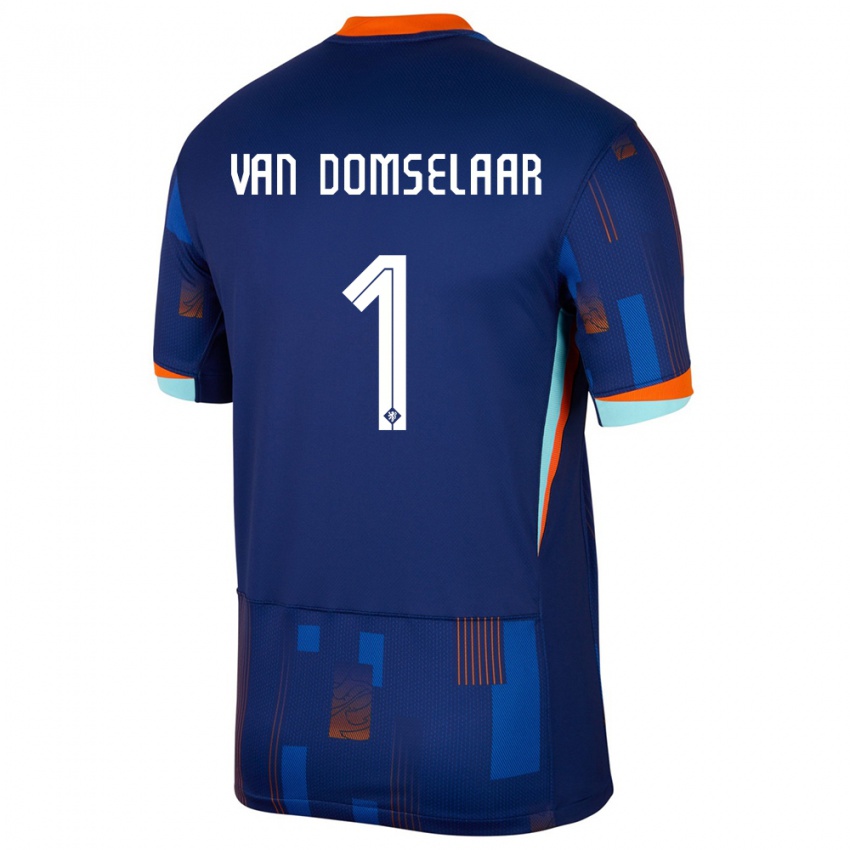 Kinder Niederlande Daphne Van Domselaar #1 Blau Auswärtstrikot Trikot 24-26 T-Shirt