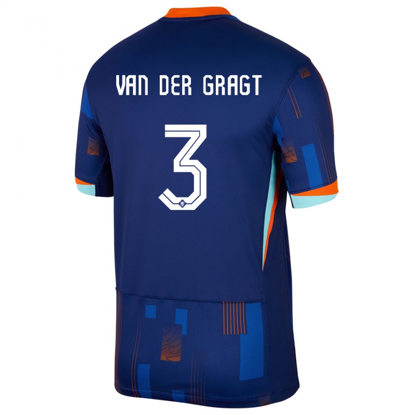 Kinder Niederlande Stefanie Van Der Gragt #3 Blau Auswärtstrikot Trikot 24-26 T-Shirt
