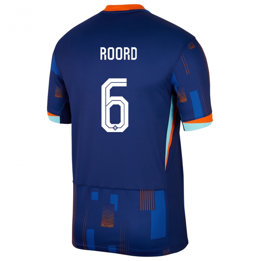 Kinder Niederlande Jill Roord #6 Blau Auswärtstrikot Trikot 24-26 T-Shirt