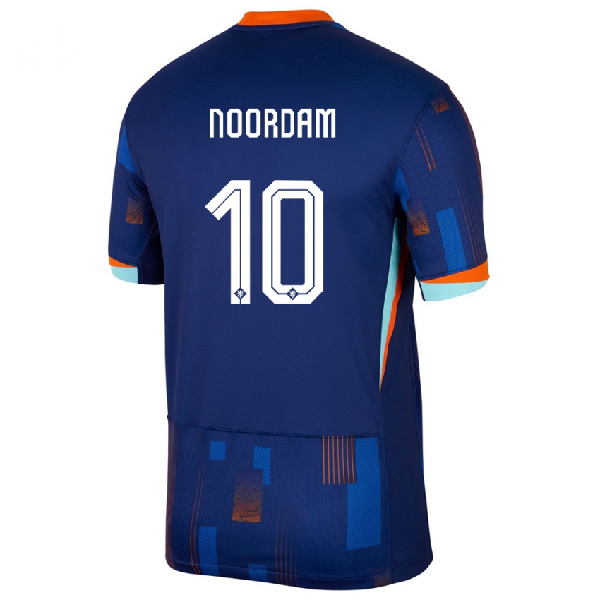Kinder Niederlande Nadine Noordam #10 Blau Auswärtstrikot Trikot 24-26 T-Shirt