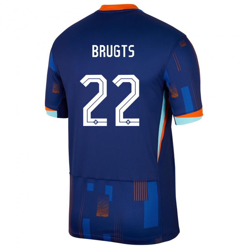 Kinder Niederlande Esmee Brugts #22 Blau Auswärtstrikot Trikot 24-26 T-Shirt