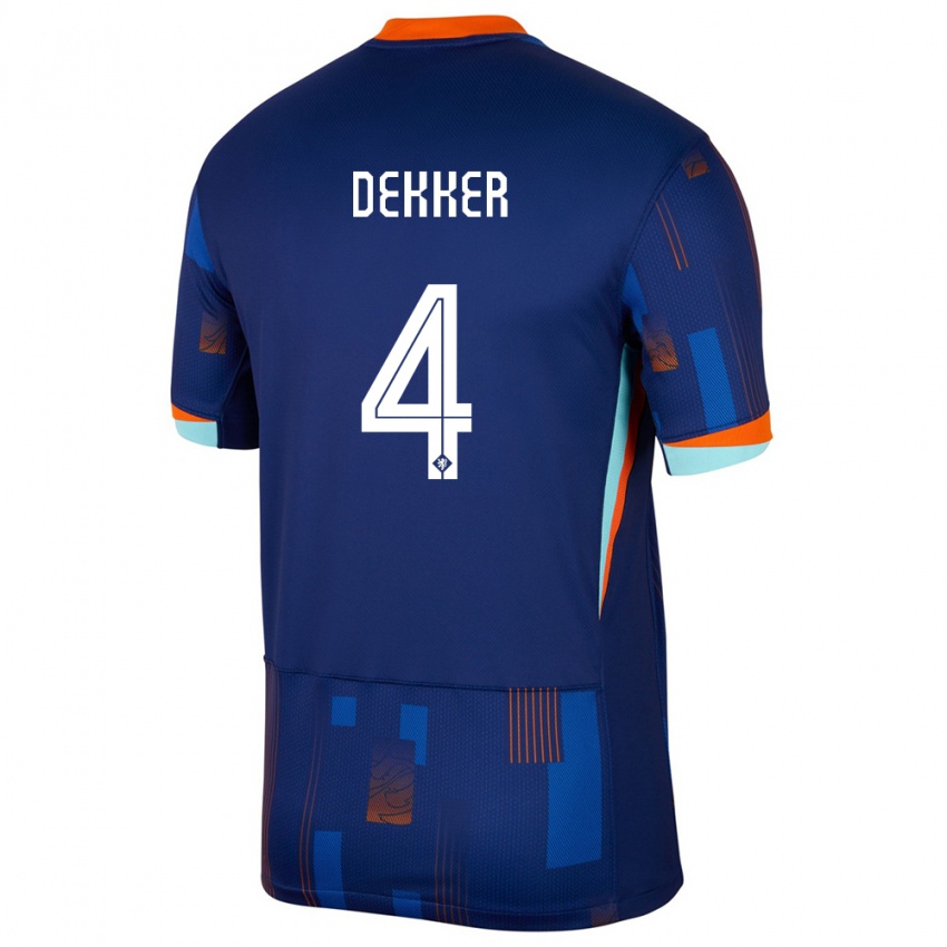Kinder Niederlande Maxim Dekker #4 Blau Auswärtstrikot Trikot 24-26 T-Shirt