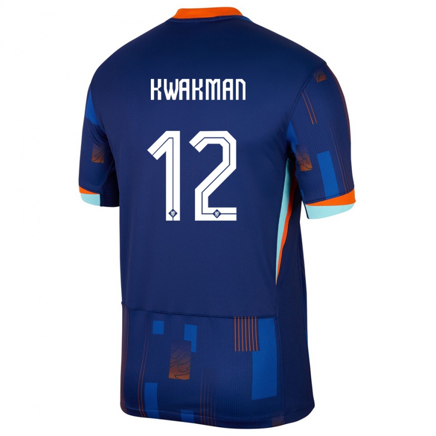 Kinder Niederlande Dave Kwakman #12 Blau Auswärtstrikot Trikot 24-26 T-Shirt