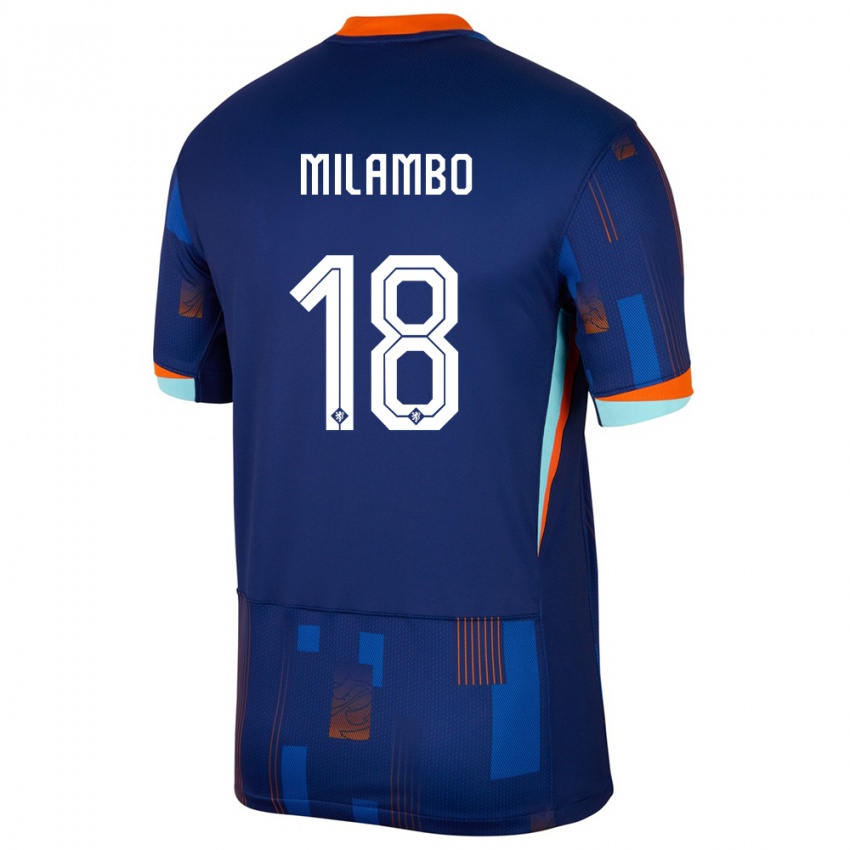 Kinder Niederlande Antoni Milambo #18 Blau Auswärtstrikot Trikot 24-26 T-Shirt