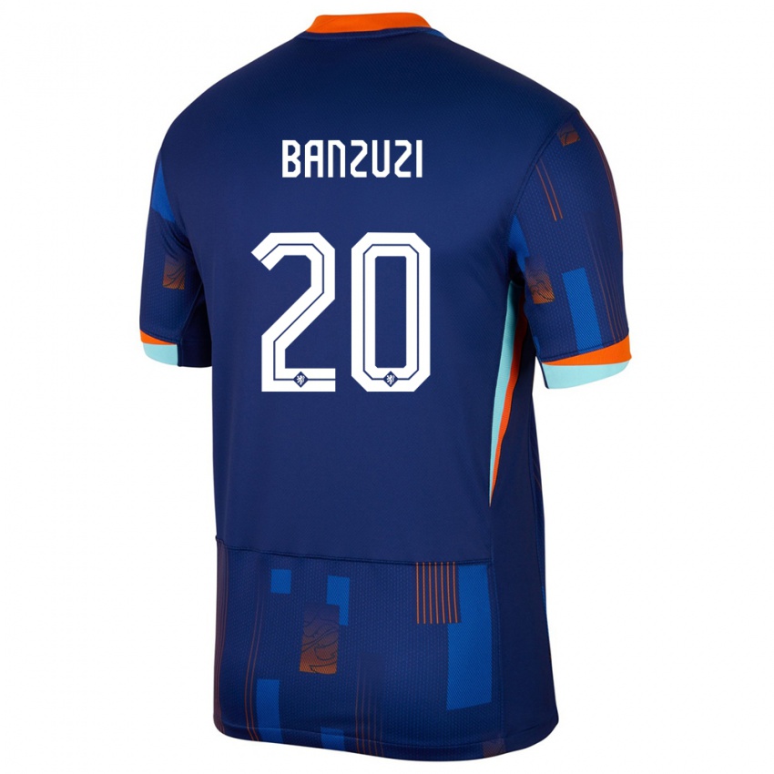 Kinder Niederlande Ezechiel Banzuzi #20 Blau Auswärtstrikot Trikot 24-26 T-Shirt