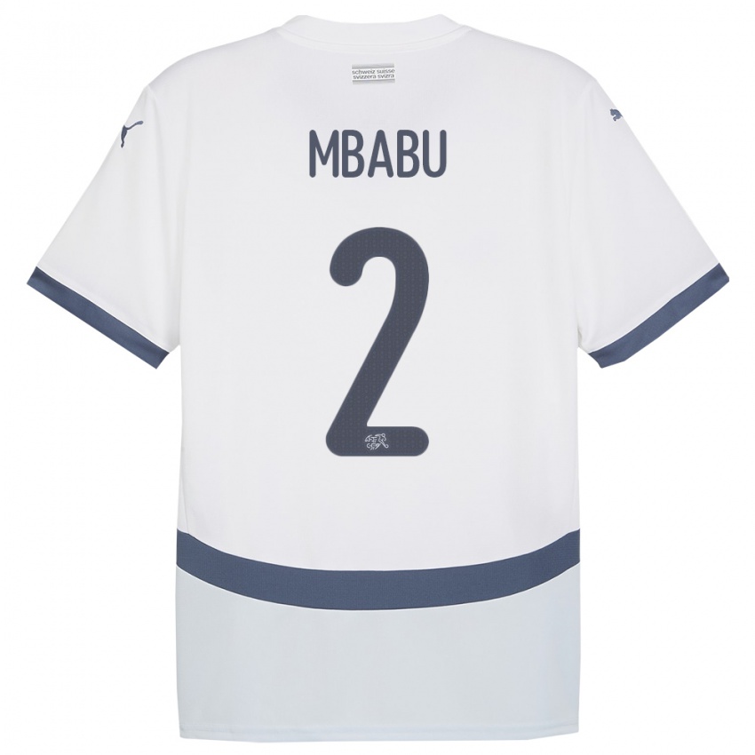 Kinder Schweiz Kevin Mbabu #2 Weiß Auswärtstrikot Trikot 24-26 T-Shirt