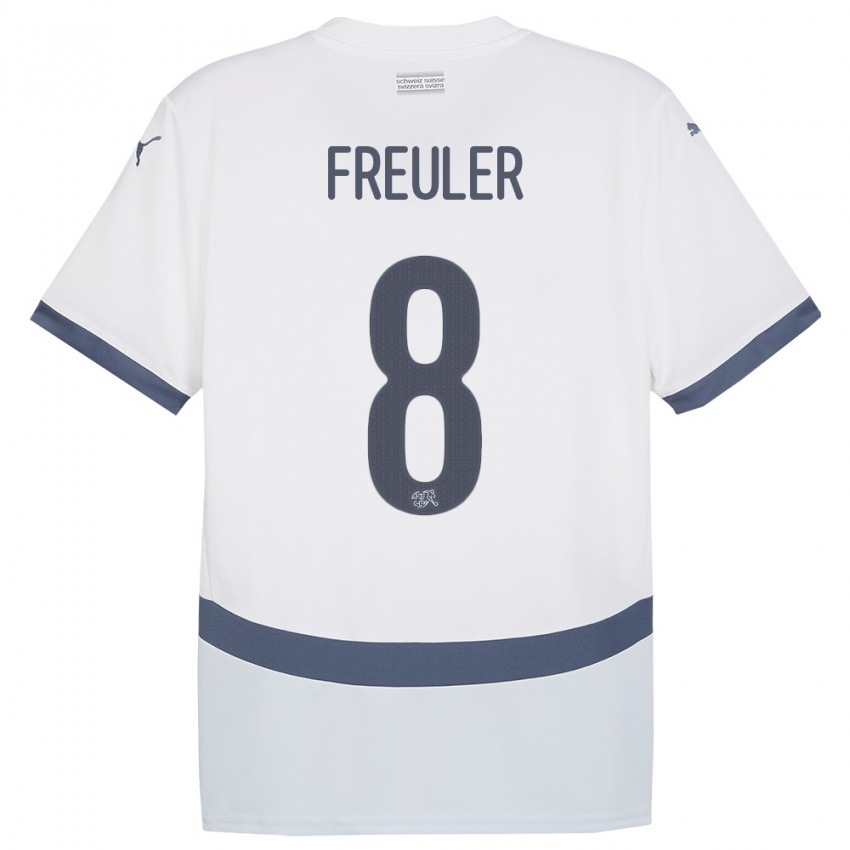 Kinder Schweiz Remo Freuler #8 Weiß Auswärtstrikot Trikot 24-26 T-Shirt