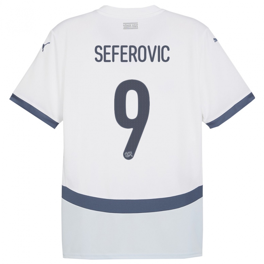 Kinder Schweiz Haris Seferovic #9 Weiß Auswärtstrikot Trikot 24-26 T-Shirt